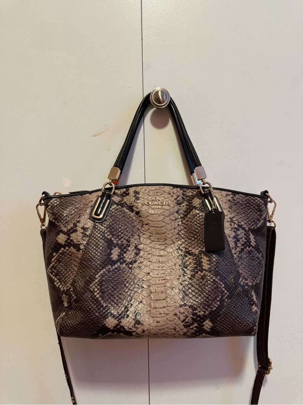 Coach Prairie Satchel F36382 Python Snake Print Leather Crossbody Satchel Bag